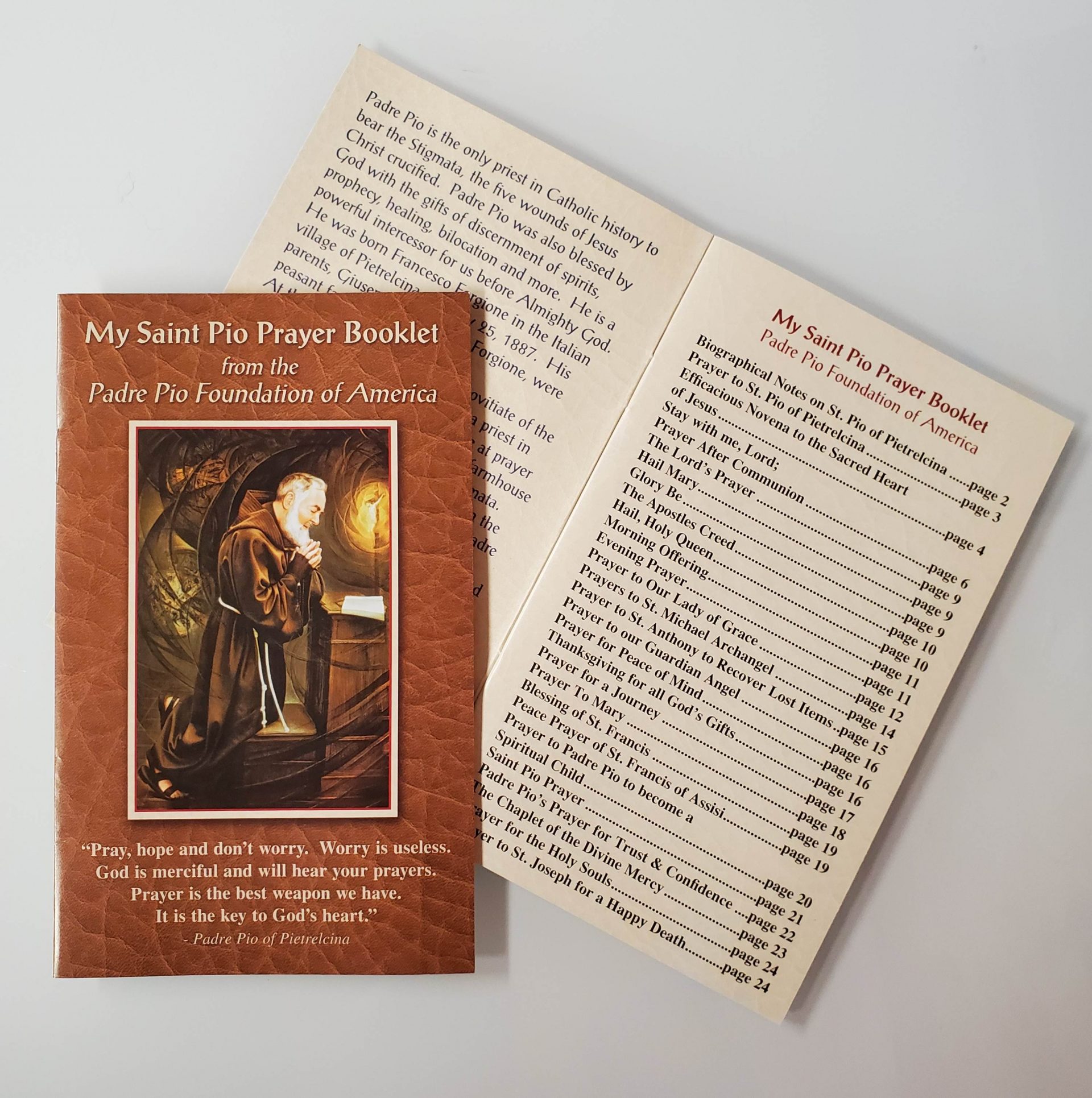 My Saint Pio Prayer Booklet Padre Pio Foundation Of America